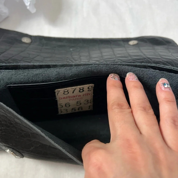 Rare Barbara Rihl Women Black Crocodile Leather Clutch One Size - Picture 8 of 8